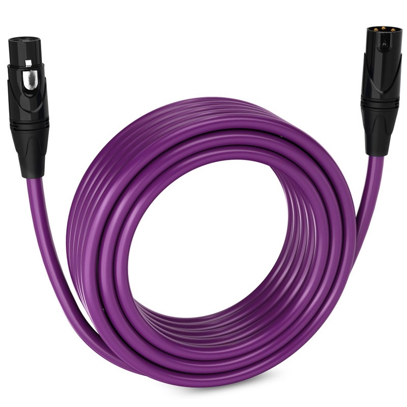LyxPro 50 Feet XLR Microphone Cable Balanced Male to Female 3 Pin Mic Cord for Powered Speakers Audio Interface Professional Pro Audio Performance and Recording Devices - Purple - Image 1